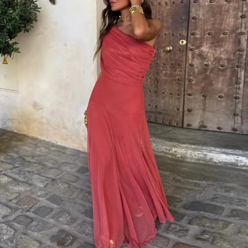 SunsetGlow™ Off-Shoulder Maxi Dress