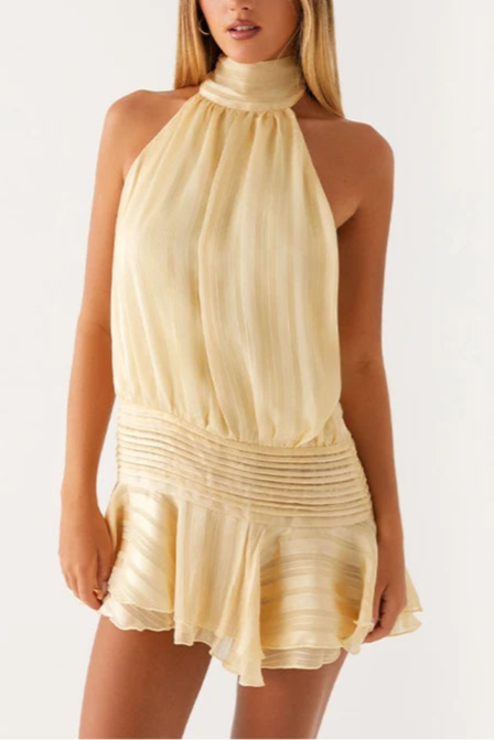Aurora™ High-Neck Pleated Mini Dress