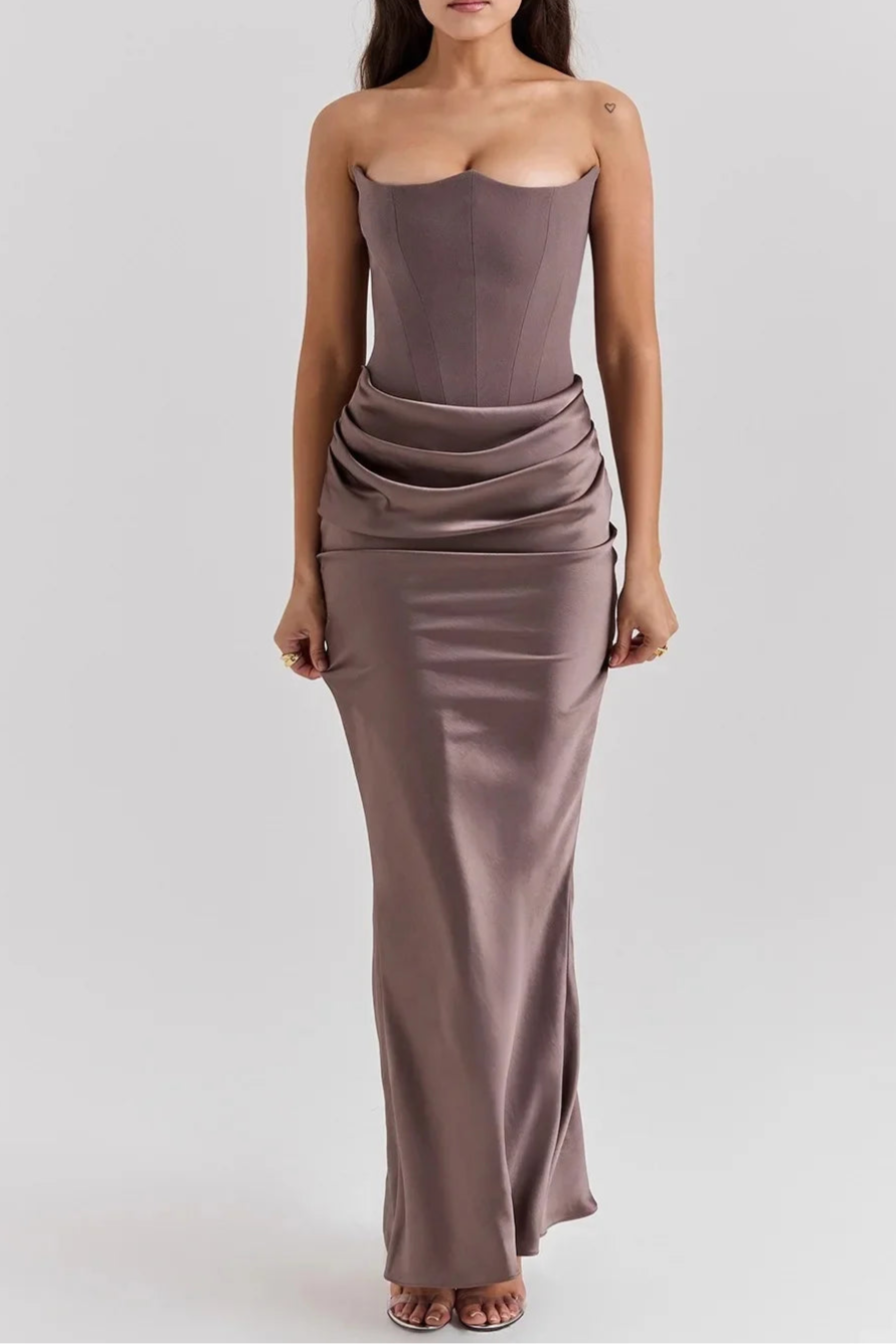 Noir Elegance™ Strapless Maxi Dress