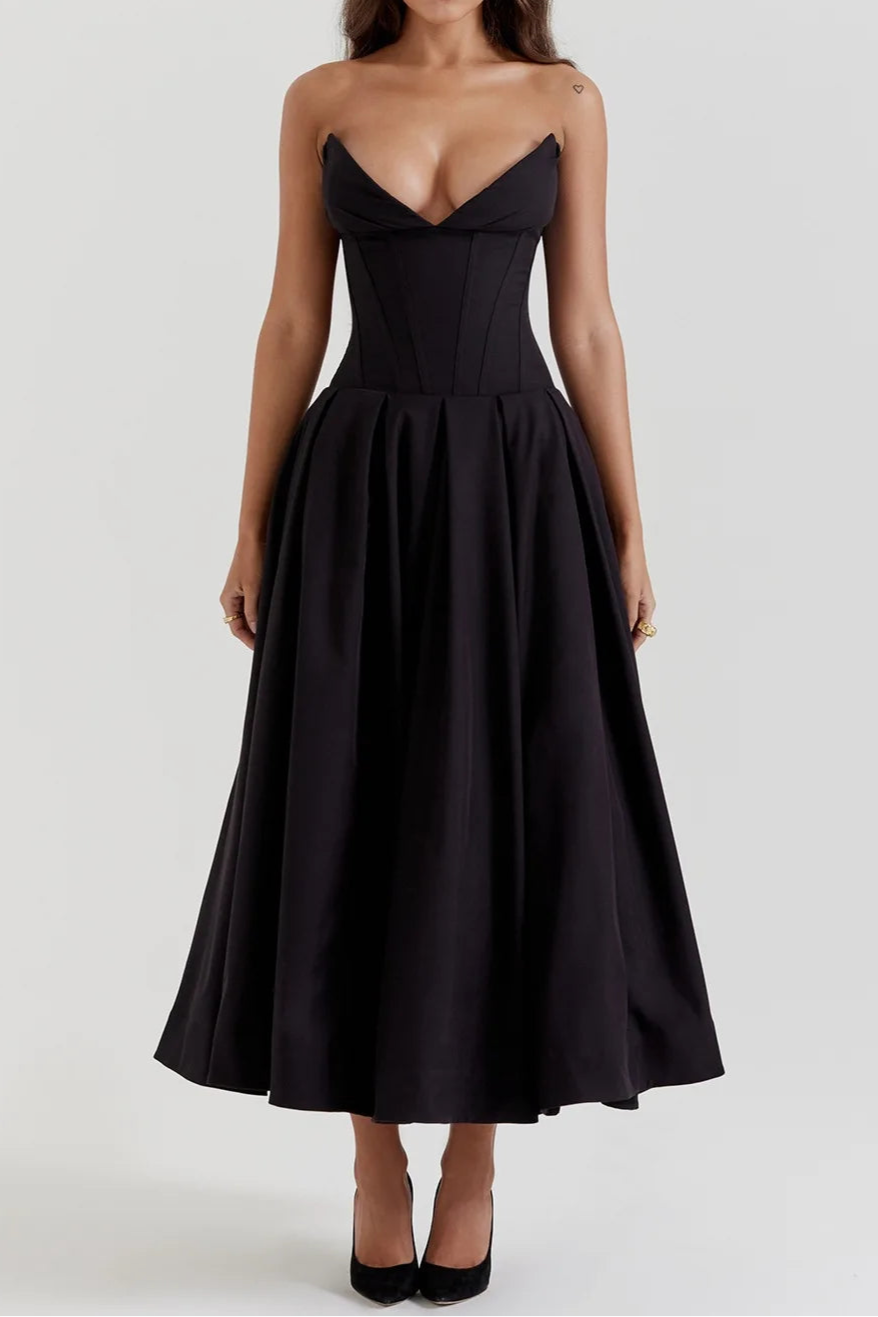 Élégance Corset Midi Dress