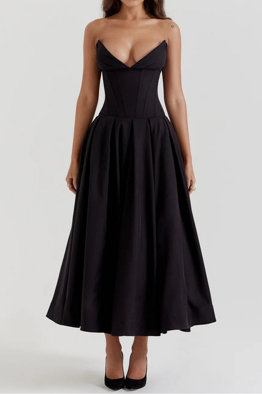 Élégance Corset Midi Dress