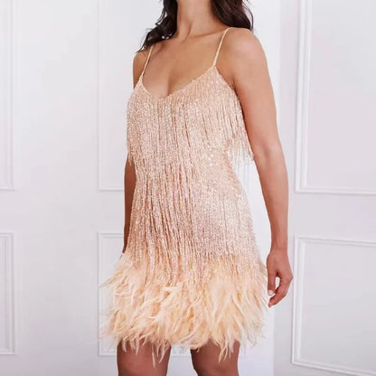 Celeste™ Feather Fringe Mini Dress