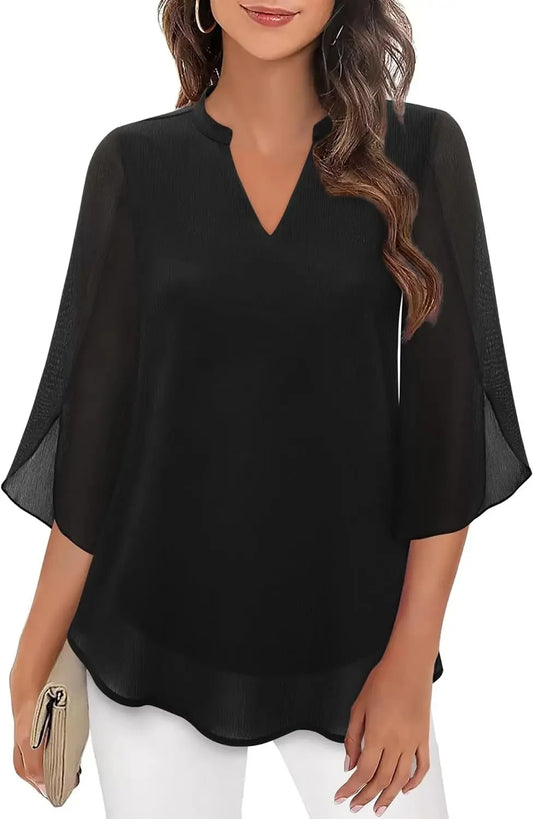 FlowEase™ Elegant Chiffon Blouse