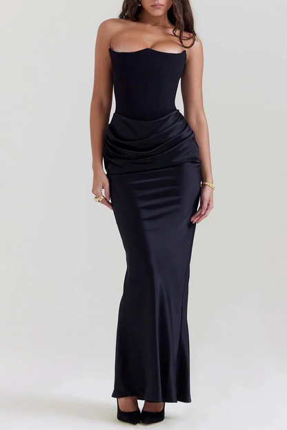 Noir Elegance™ Strapless Maxi Dress