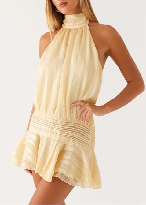 Aurora™ High-Neck Pleated Mini Dress