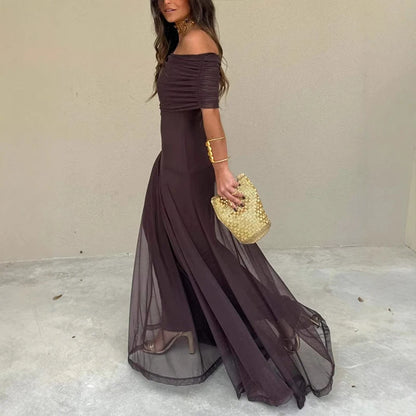 SunsetGlow™ Off-Shoulder Maxi Dress