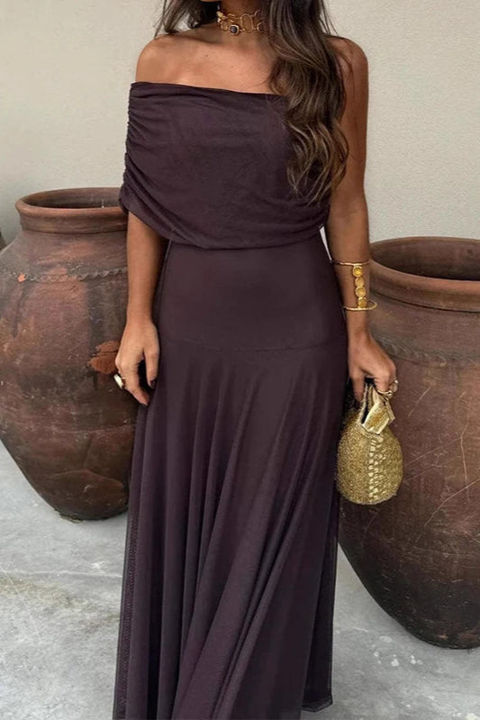 SunsetGlow™ Off-Shoulder Maxi Dress