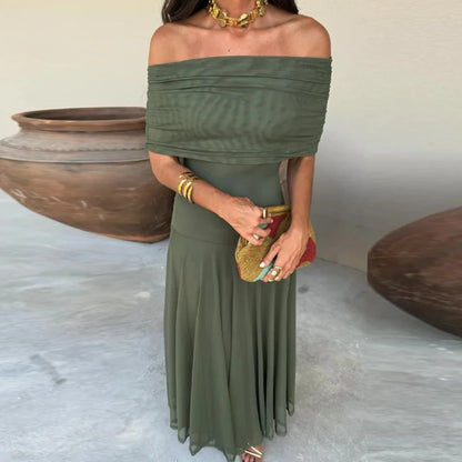 SunsetGlow™ Off-Shoulder Maxi Dress