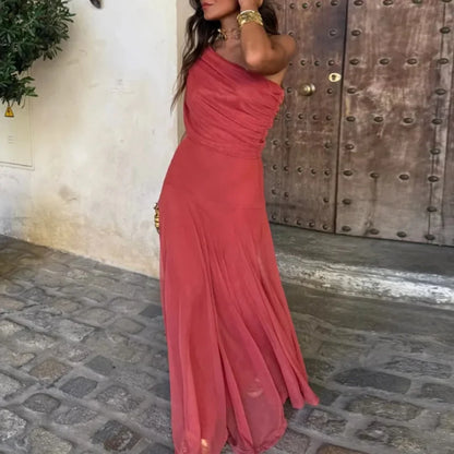 SunsetGlow™ Off-Shoulder Maxi Dress