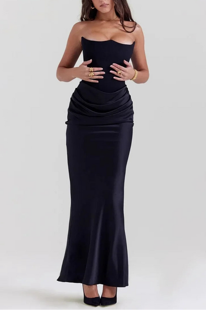 Noir Elegance™ Strapless Maxi Dress