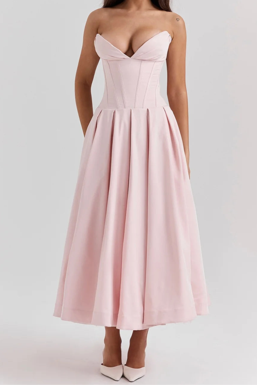 Élégance Corset Midi Dress