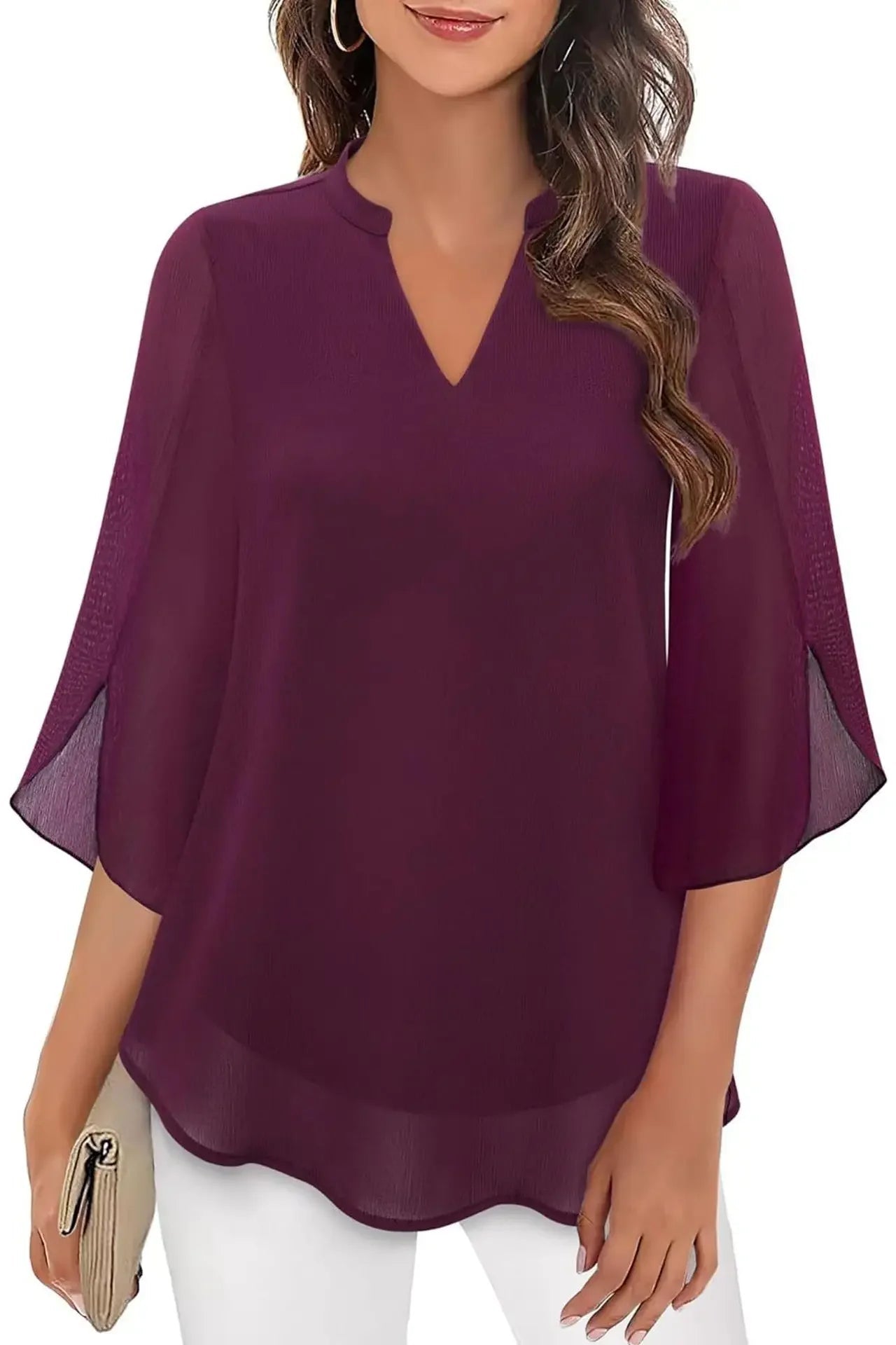 FlowEase™ Elegant Chiffon Blouse
