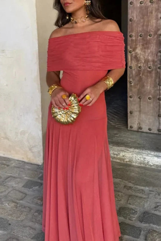SunsetGlow™ Off-Shoulder Maxi Dress